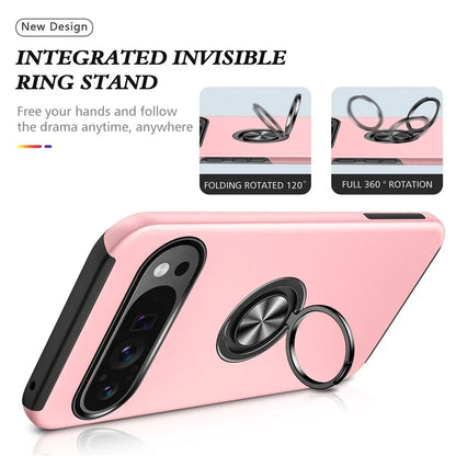 For Google Pixel 9 Pro XL Back Case Kickstand PC+TPU Shock-Absorbent Phone Cover