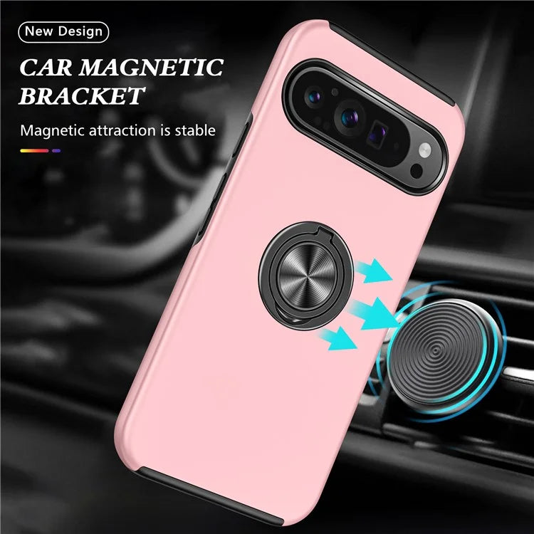 For Google Pixel 9 Pro XL Back Case Kickstand PC+TPU Shock-Absorbent Phone Cover