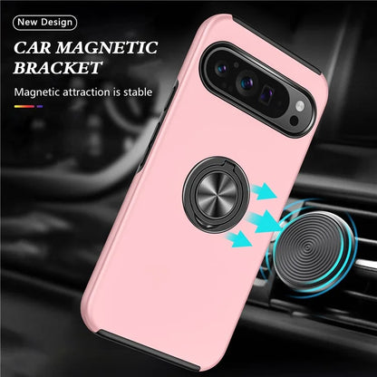 For Google Pixel 9 Pro XL Back Case Kickstand PC+TPU Shock-Absorbent Phone Cover