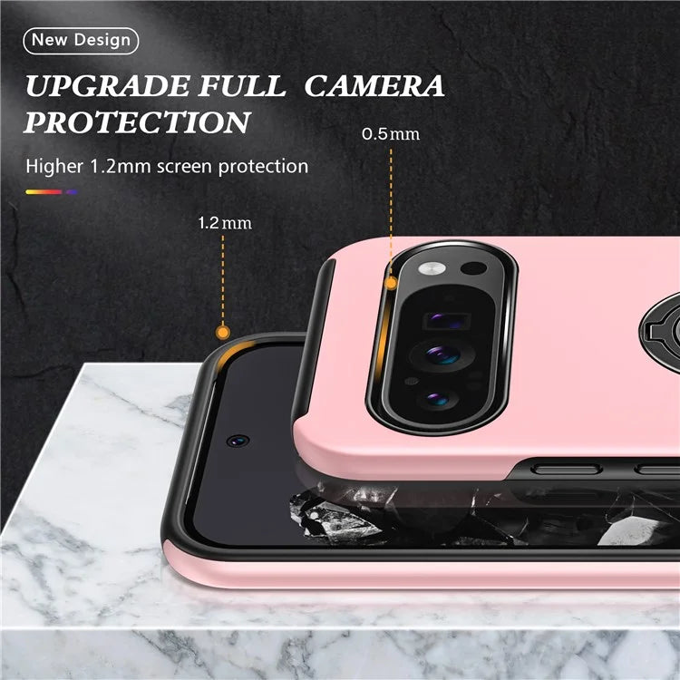 For Google Pixel 9 Pro XL Back Case Kickstand PC+TPU Shock-Absorbent Phone Cover