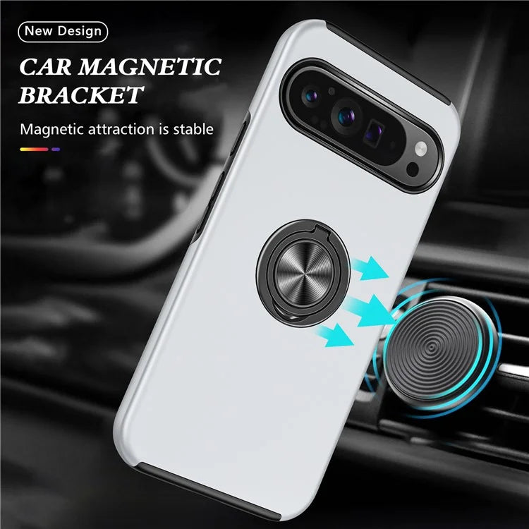 For Google Pixel 9 Pro XL Back Case Kickstand PC+TPU Shock-Absorbent Phone Cover