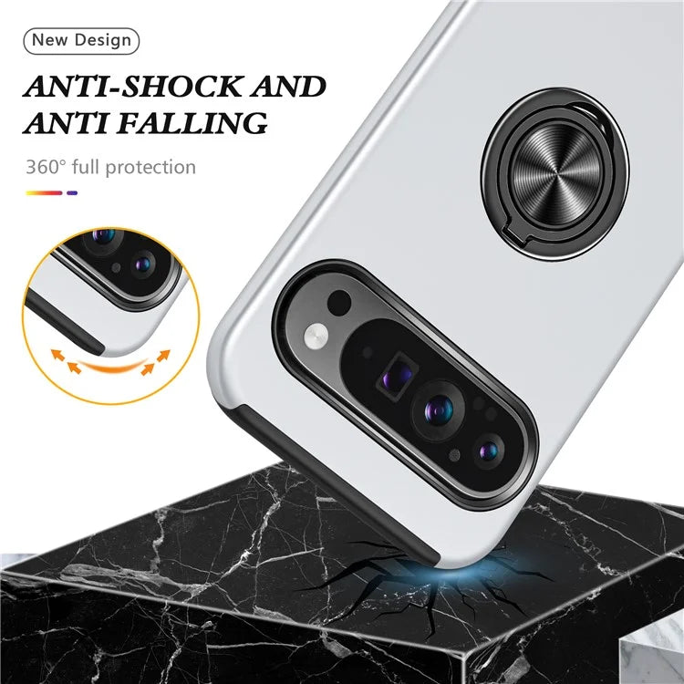 For Google Pixel 9 Pro XL Back Case Kickstand PC+TPU Shock-Absorbent Phone Cover