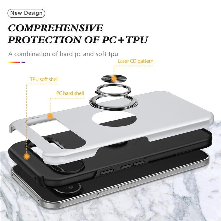 For Google Pixel 9 Pro XL Back Case Kickstand PC+TPU Shock-Absorbent Phone Cover
