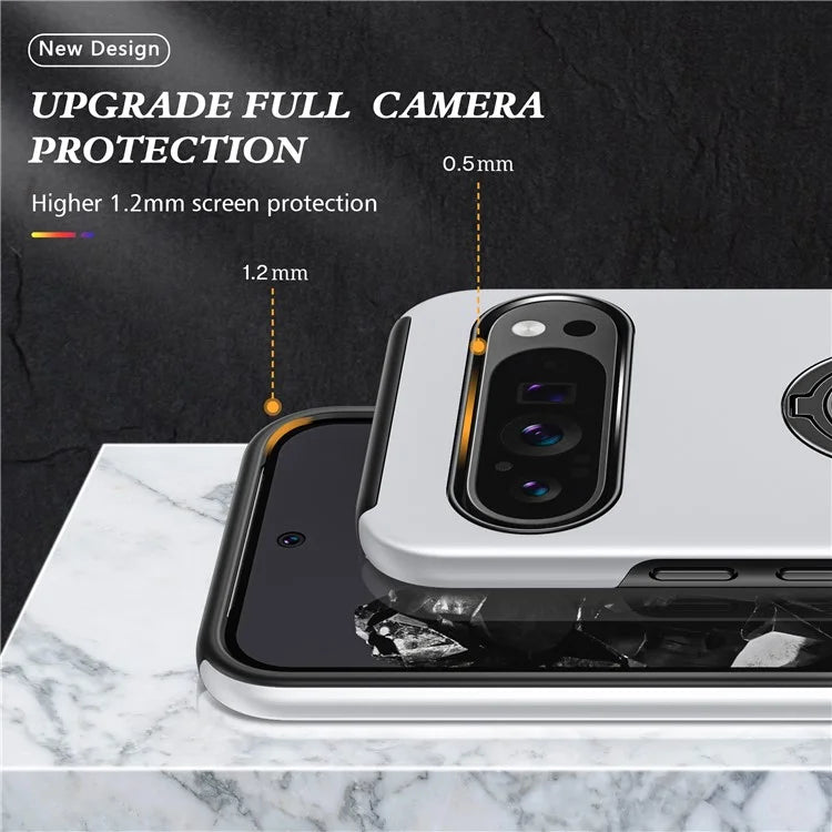 For Google Pixel 9 Pro XL Back Case Kickstand PC+TPU Shock-Absorbent Phone Cover