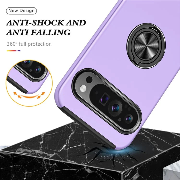 For Google Pixel 9 Pro XL Back Case Kickstand PC+TPU Shock-Absorbent Phone Cover