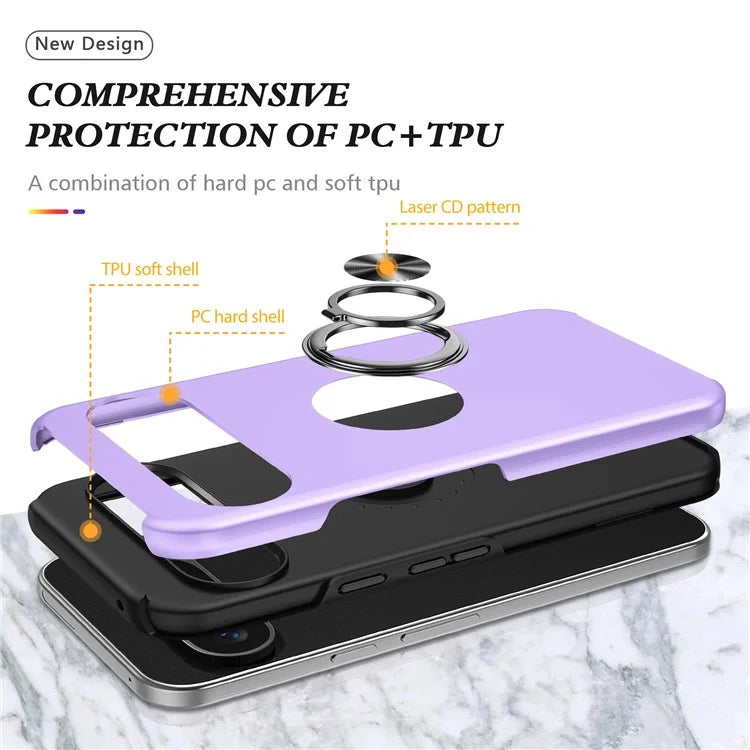 For Google Pixel 9 Pro XL Back Case Kickstand PC+TPU Shock-Absorbent Phone Cover