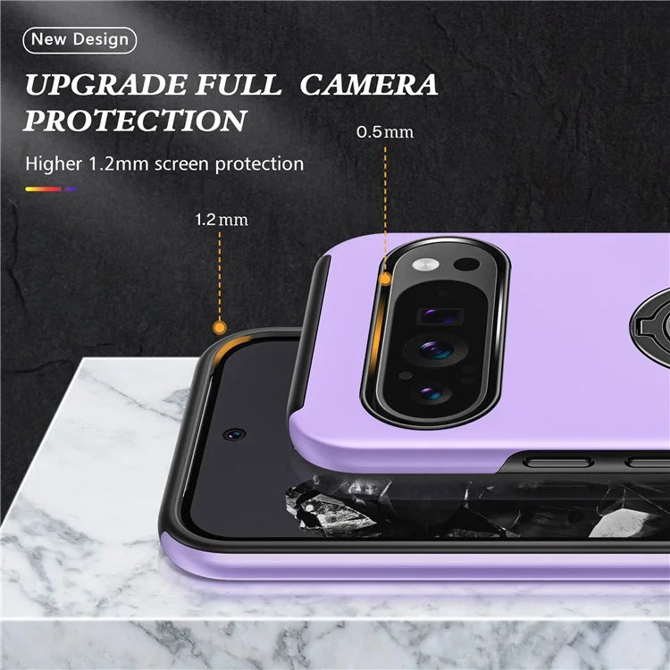 For Google Pixel 9 Pro XL Back Case Kickstand PC+TPU Shock-Absorbent Phone Cover