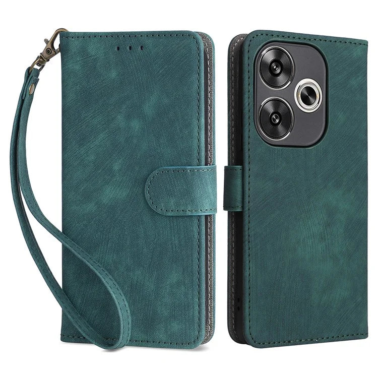 For Xiaomi Redmi Turbo 3 5G / Poco F6 5G Case RFID Blocking Card Holder Protective Cover with Wrist Strap