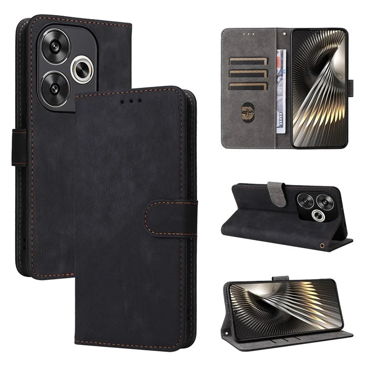 For Xiaomi Redmi Turbo 3 5G / Poco F6 5G Case RFID Blocking Card Holder Protective Cover with Wrist Strap