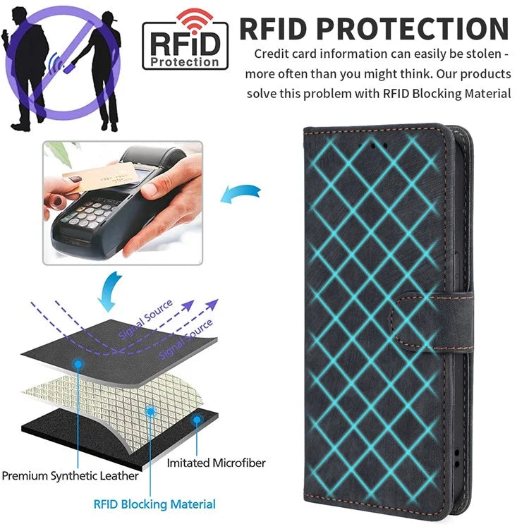 For Xiaomi Redmi Turbo 3 5G / Poco F6 5G Case RFID Blocking Card Holder Protective Cover with Wrist Strap