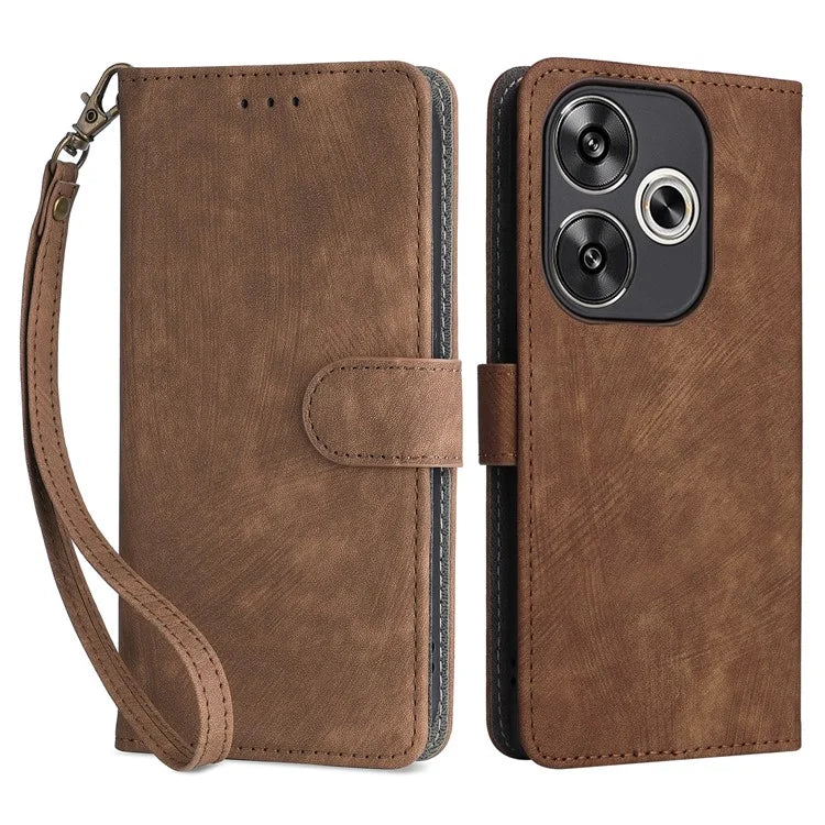 For Xiaomi Redmi Turbo 3 5G / Poco F6 5G Case RFID Blocking Card Holder Protective Cover with Wrist Strap