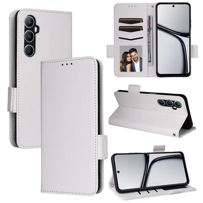 For Realme C65 4G Case Litchi Texture Leather Smart Phone Cover with Handy Strap