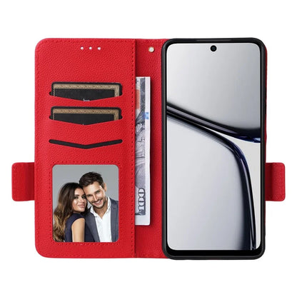 For Realme C65 4G Case Litchi Texture Leather Smart Phone Cover with Handy Strap