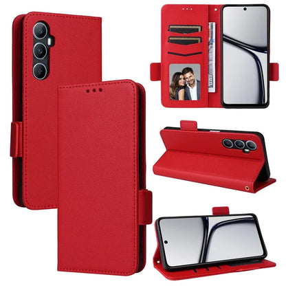 For Realme C65 4G Case Litchi Texture Leather Smart Phone Cover with Handy Strap