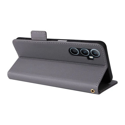 For Realme C65 4G Case Litchi Texture Leather Smart Phone Cover with Handy Strap