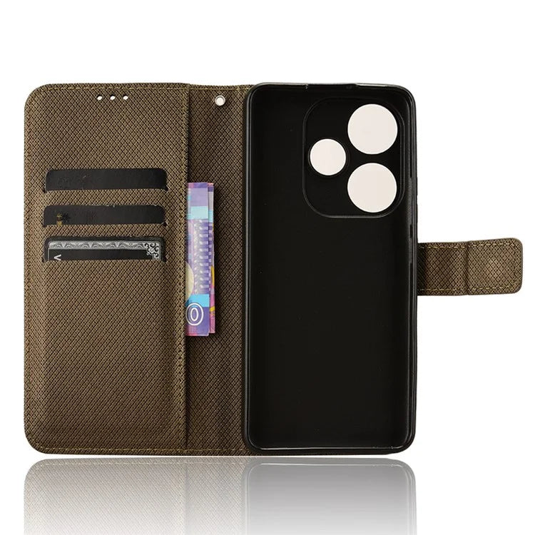 For Xiaomi Redmi Turbo 3 5G / Poco F6 5G Case Diamond Texture Foldable Stand Phone Cover with Hand Strap