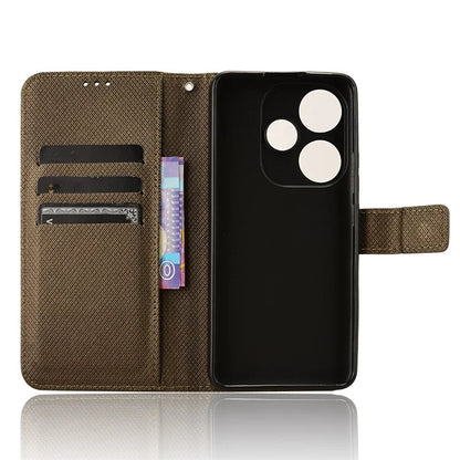 For Xiaomi Redmi Turbo 3 5G / Poco F6 5G Case Diamond Texture Foldable Stand Phone Cover with Hand Strap