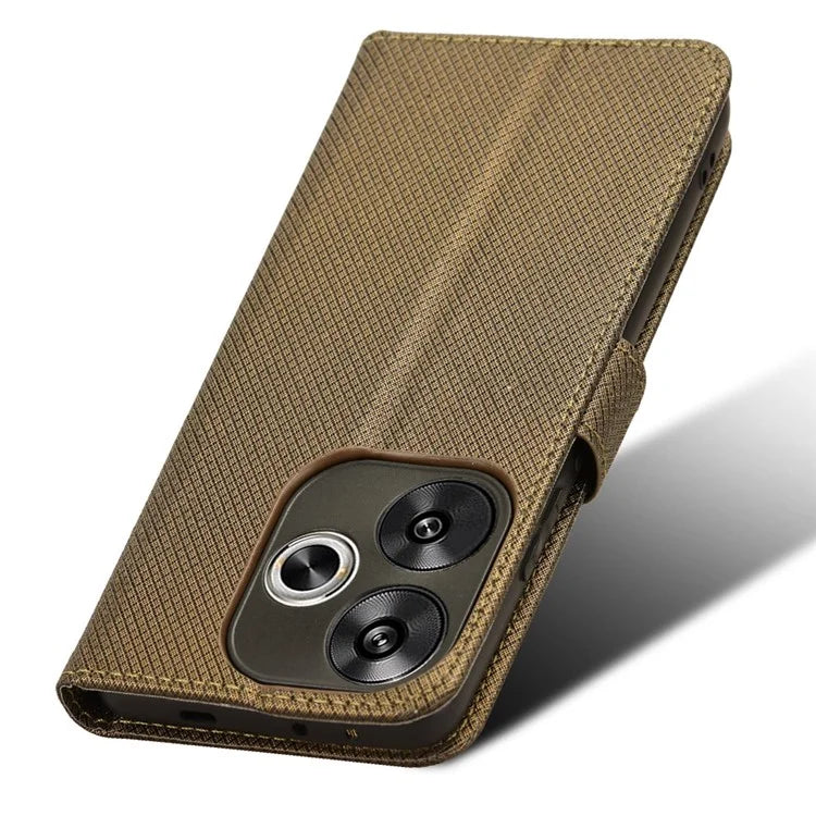 For Xiaomi Redmi Turbo 3 5G / Poco F6 5G Case Diamond Texture Foldable Stand Phone Cover with Hand Strap
