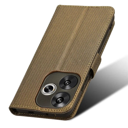 For Xiaomi Redmi Turbo 3 5G / Poco F6 5G Case Diamond Texture Foldable Stand Phone Cover with Hand Strap