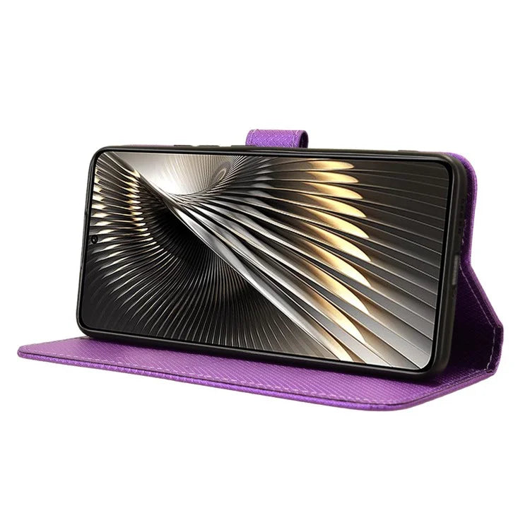 For Xiaomi Redmi Turbo 3 5G / Poco F6 5G Case Diamond Texture Foldable Stand Phone Cover with Hand Strap