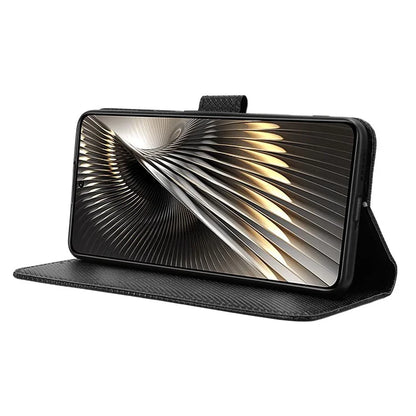 For Xiaomi Redmi Turbo 3 5G / Poco F6 5G Case Diamond Texture Foldable Stand Phone Cover with Hand Strap
