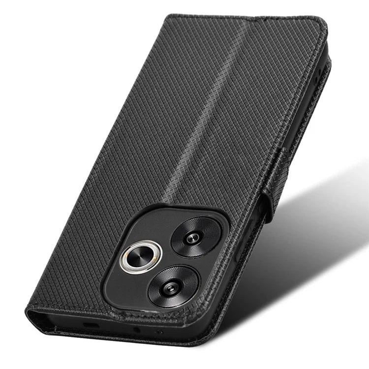 For Xiaomi Redmi Turbo 3 5G / Poco F6 5G Case Diamond Texture Foldable Stand Phone Cover with Hand Strap