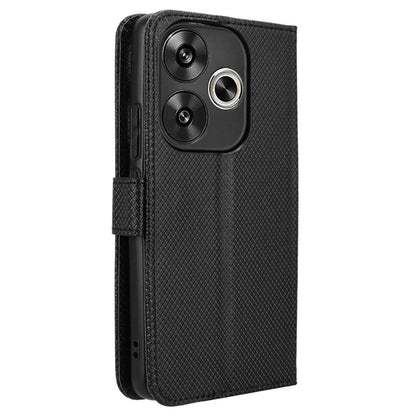 For Xiaomi Redmi Turbo 3 5G / Poco F6 5G Case Diamond Texture Foldable Stand Phone Cover with Hand Strap