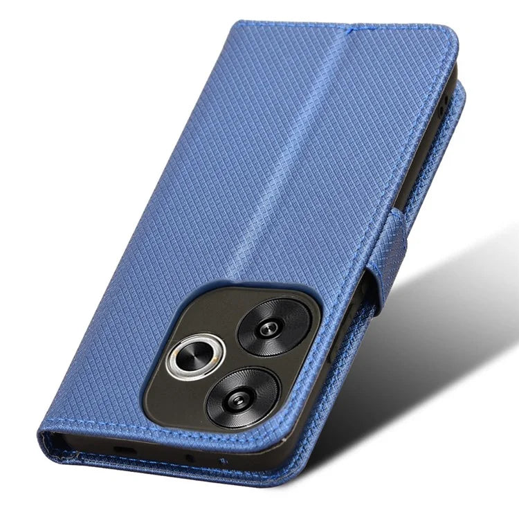 For Xiaomi Redmi Turbo 3 5G / Poco F6 5G Case Diamond Texture Foldable Stand Phone Cover with Hand Strap