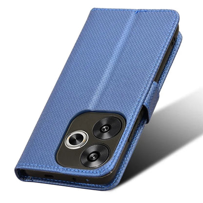 For Xiaomi Redmi Turbo 3 5G / Poco F6 5G Case Diamond Texture Foldable Stand Phone Cover with Hand Strap