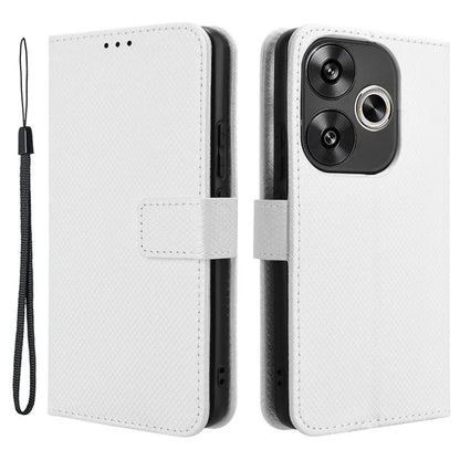 For Xiaomi Redmi Turbo 3 5G / Poco F6 5G Case Diamond Texture Foldable Stand Phone Cover with Hand Strap