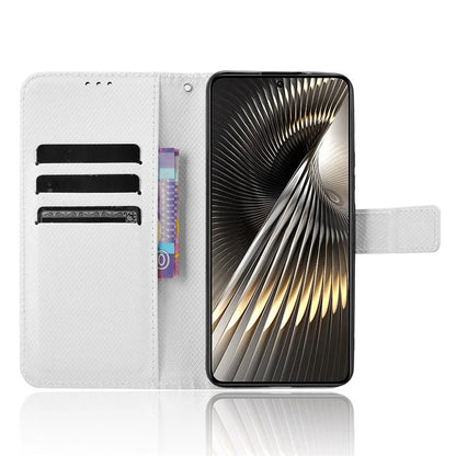 For Xiaomi Redmi Turbo 3 5G / Poco F6 5G Case Diamond Texture Foldable Stand Phone Cover with Hand Strap