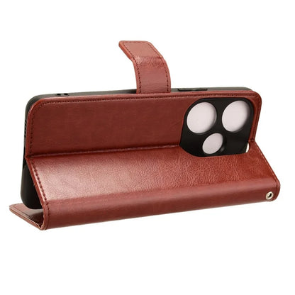 For Xiaomi Redmi Turbo 3 5G / Poco F6 5G Case with Wrist Strap Crazy Horse Texture Magnetic Clasp Phone Cover