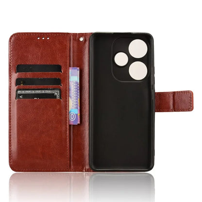 For Xiaomi Redmi Turbo 3 5G / Poco F6 5G Case with Wrist Strap Crazy Horse Texture Magnetic Clasp Phone Cover