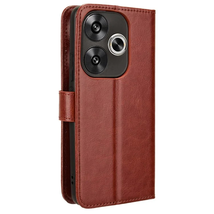 For Xiaomi Redmi Turbo 3 5G / Poco F6 5G Case with Wrist Strap Crazy Horse Texture Magnetic Clasp Phone Cover