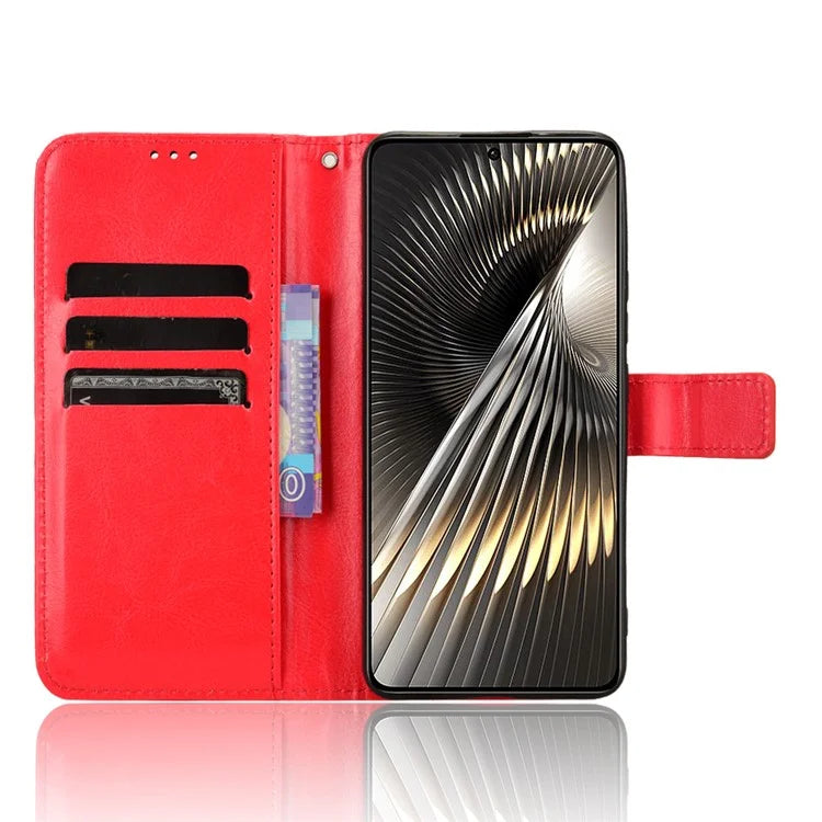 For Xiaomi Redmi Turbo 3 5G / Poco F6 5G Case with Wrist Strap Crazy Horse Texture Magnetic Clasp Phone Cover