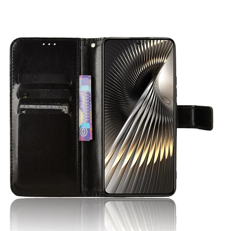 For Xiaomi Redmi Turbo 3 5G / Poco F6 5G Case with Wrist Strap Crazy Horse Texture Magnetic Clasp Phone Cover