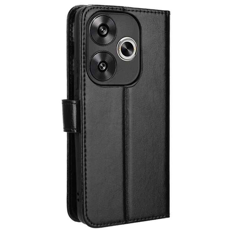 For Xiaomi Redmi Turbo 3 5G / Poco F6 5G Case with Wrist Strap Crazy Horse Texture Magnetic Clasp Phone Cover