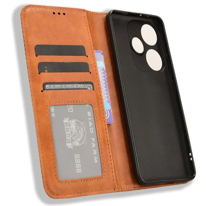For Xiaomi Redmi Turbo 3 5G / Poco F6 5G Case PU Leather Wallet Retro Texture Phone Cover Wholesale