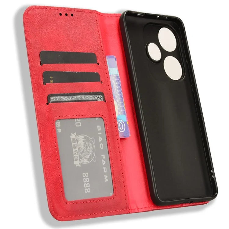 For Xiaomi Redmi Turbo 3 5G / Poco F6 5G Case PU Leather Wallet Retro Texture Phone Cover Wholesale