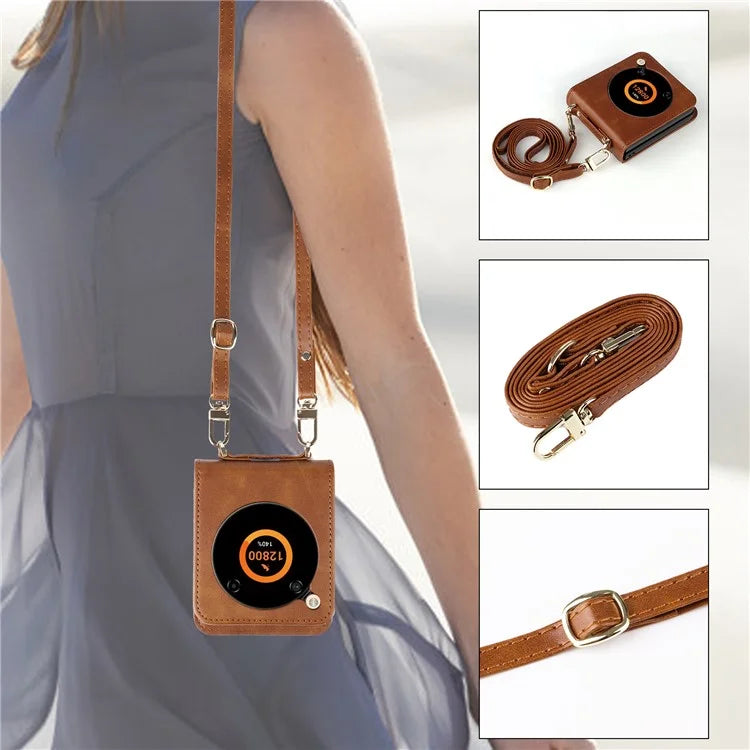 For ZTE nubia Flip 5G / Libero Flip A304ZT Case Card Holder Leather Phone Cover with Lanyard