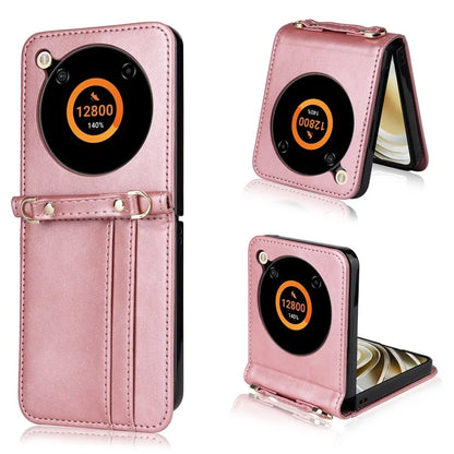 For ZTE nubia Flip 5G / Libero Flip A304ZT Case Card Holder Leather Phone Cover with Lanyard