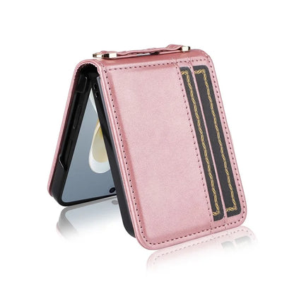For ZTE nubia Flip 5G / Libero Flip A304ZT Case Card Holder Leather Phone Cover with Lanyard
