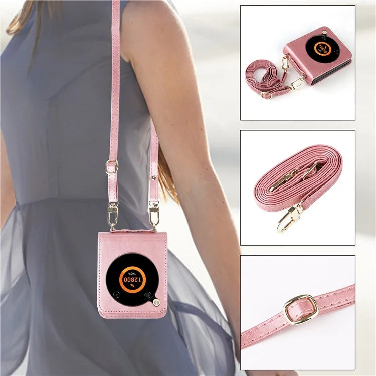 For ZTE nubia Flip 5G / Libero Flip A304ZT Case Card Holder Leather Phone Cover with Lanyard