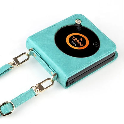 For ZTE nubia Flip 5G / Libero Flip A304ZT Case Card Holder Leather Phone Cover with Lanyard
