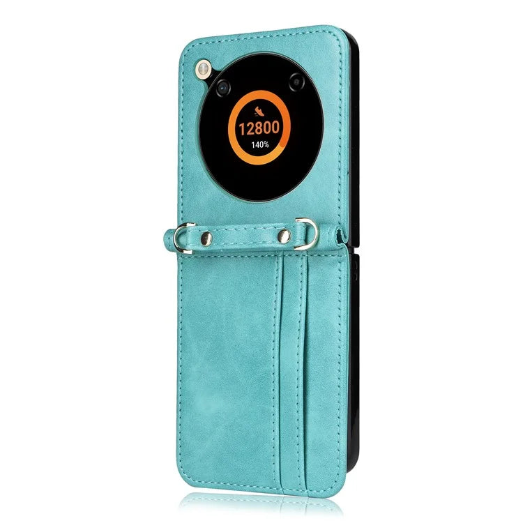 For ZTE nubia Flip 5G / Libero Flip A304ZT Case Card Holder Leather Phone Cover with Lanyard
