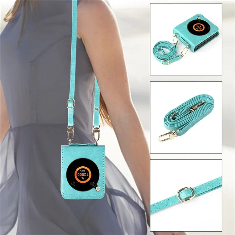 For ZTE nubia Flip 5G / Libero Flip A304ZT Case Card Holder Leather Phone Cover with Lanyard