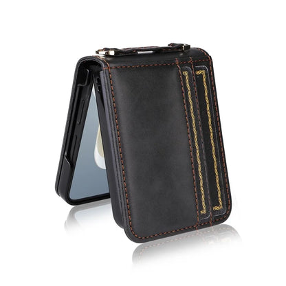 For ZTE nubia Flip 5G / Libero Flip A304ZT Case Card Holder Leather Phone Cover with Lanyard