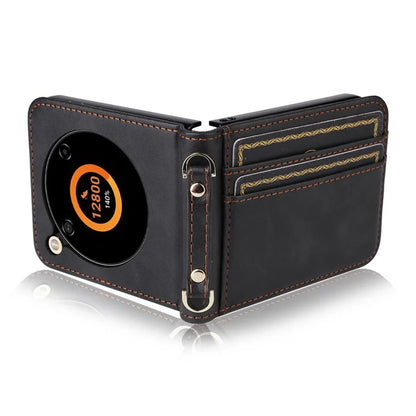 For ZTE nubia Flip 5G / Libero Flip A304ZT Case Card Holder Leather Phone Cover with Lanyard