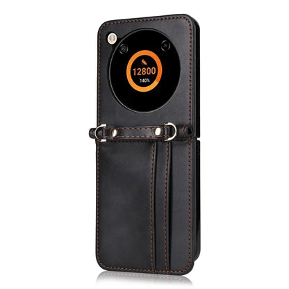 For ZTE nubia Flip 5G / Libero Flip A304ZT Case Card Holder Leather Phone Cover with Lanyard