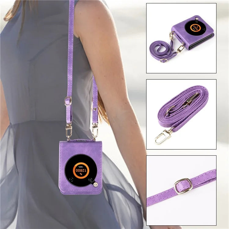 For ZTE nubia Flip 5G / Libero Flip A304ZT Case Card Holder Leather Phone Cover with Lanyard